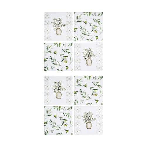 2x 4pc LVD Decorative Olives Ceramic Square Drink Coasters Home Decor 10x10cm
