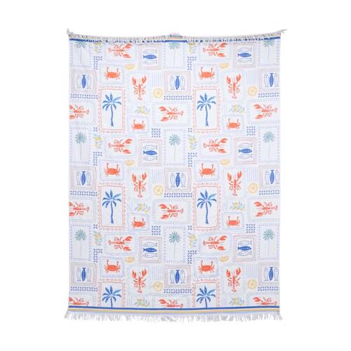 LVD Blue/Red Microfibre Lobster Beach Towel Extra Large 150x200cm