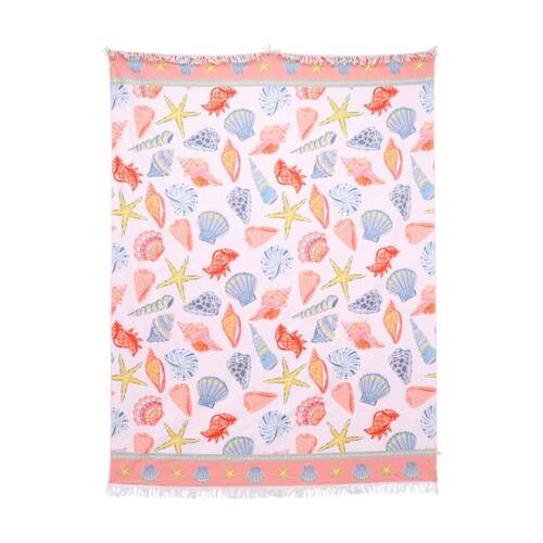 LVD Blue/Red Microfibre Shell Beach Towel Extra Large 150x200cm