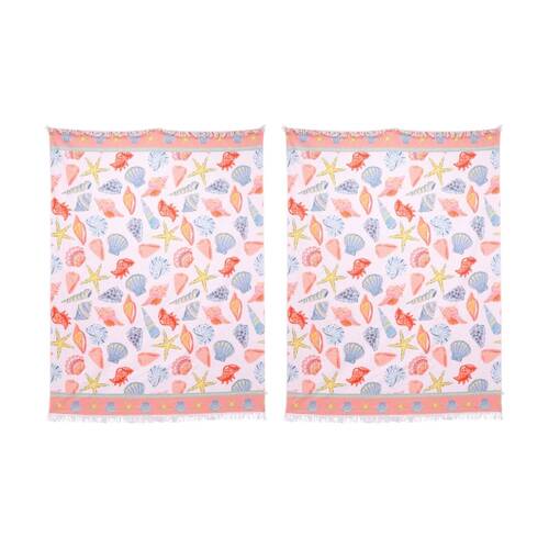 2PK LVD Blue/Red Microfibre Shell Beach Towel Extra Large 150x200cm