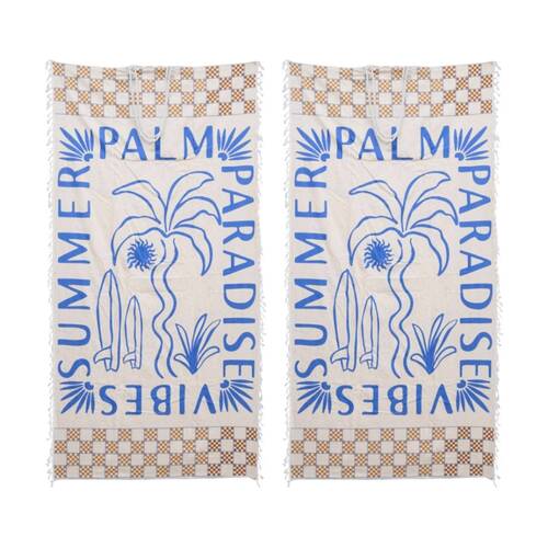 2PK LVD 2-in-1 Palm Paradise Summer Vibes Microfibre Beach Towel & Bag 90x180cm