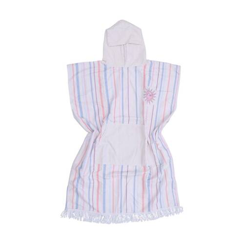 LVD Blue/Pink Stripe Adult Microfibre Poncho Towel W/ Pockets 80x110cm
