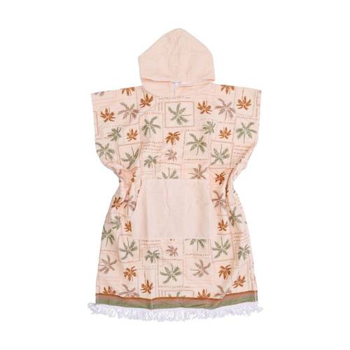 LVD Vintage Pink Palm Trees Adult Microfibre Poncho Towel W/ Pockets 80x110cm