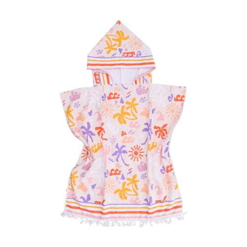 LVD Kids Multicoloured Summer Print Microfibre Poncho Towel W/ Pockets 70x70cm