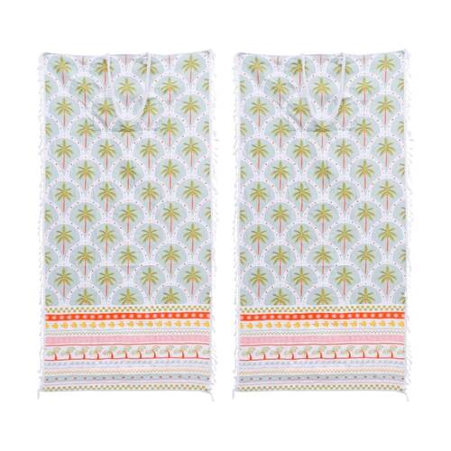 2PK LVD 2-in-1 Palm Deco Kids Microfibre Towel & Tote Bag 70x140cm