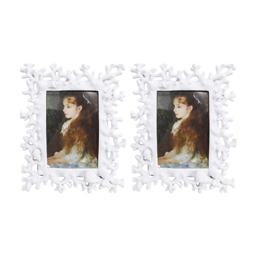 2PK LVD Textured Coastal Coral 4x6 Resin Luxe Photo Frame Home Decor 23x18x2.5cm
