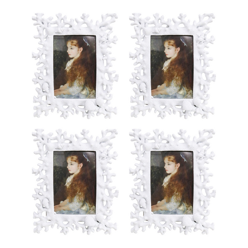 4PK LVD Textured Coastal Coral 4x6 Resin Luxe Photo Frame Home Decor 23x18x2.5cm