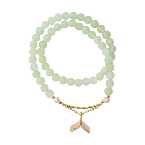LVD 35cm Pearl Beaded Bracelet Wrist Jewellery Accessory Green Jade