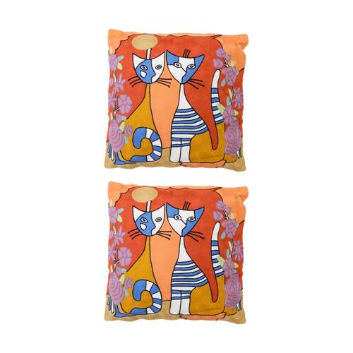 2PK LVD Picasso Cat Pair Decorative Home/Living Decor Cushion/Pillow 45x45cm