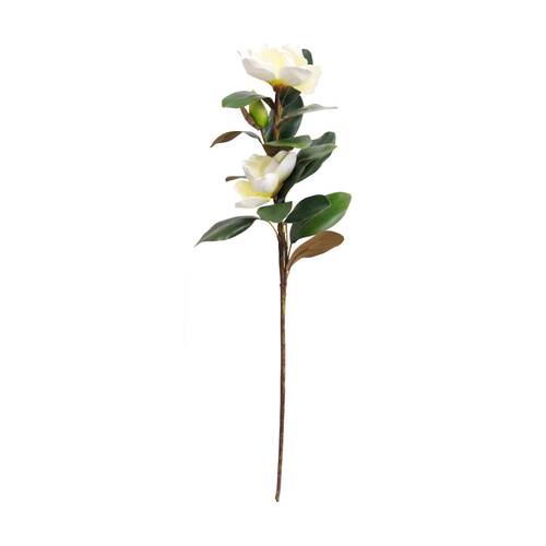 LVD Artificial Real Touch Magnolia Stem/Branch Home Decor 90cm Green/White/Brown