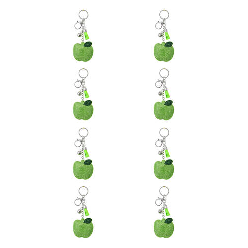 8PK LVD Kids Sparkly Green Apple Keyring/Bag Hanger Accessory 6x6x2.5cm