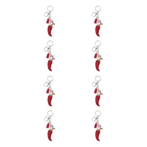 8PK LVD Kids Red Chilli & Rhinestone Keyring/Bag Hanger Accessory 7x3x1.5cm