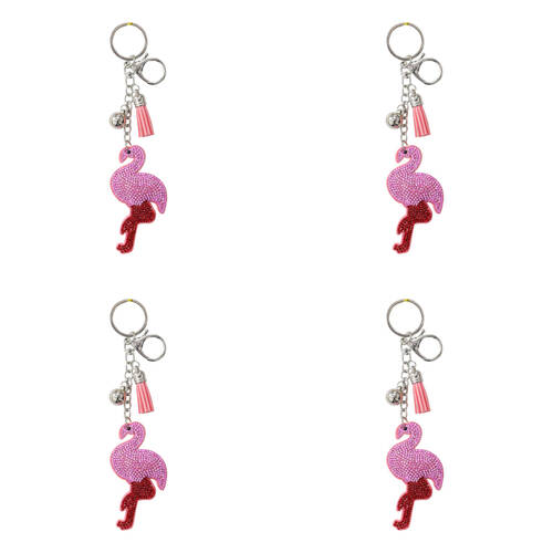 4PK LVD Kids Pink Flamingo Keyring/Bag Hanger Accessory 4.5x8.5x2cm