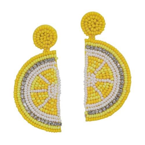 LVD Womens Beaded Lemon Earrings W/ Stainless Steel Fittings Multicolour