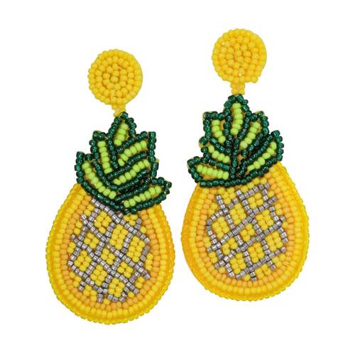 LVD Womens Beaded Pineapple Earrings W/ Stainless Steel Fittings Multicolour