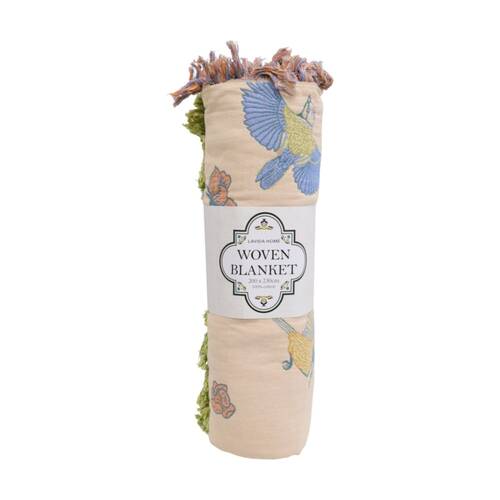 LVD Bird & Flower Meadow Cotton Blanket/Throw Home Decor 230x200cm