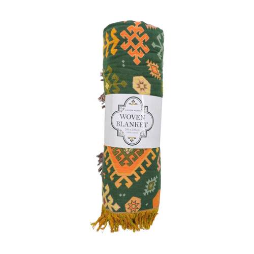 LVD Bohemia Green/Gold Cotton Blanket/Throw Home Decor 230x200cm