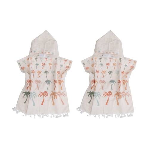 2PK LVD Toddler/Children Microfibre Towel Poncho Palm Row 50x50cm