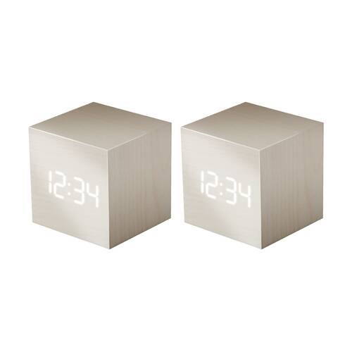 2PK Liquid Ears Mini LED Alarm Clock Digital Display Date 3 Alarms White 6.3cm