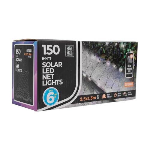 150pc Home Brite Outdoor LED Solar Net String Lights 2.5x1.3m White