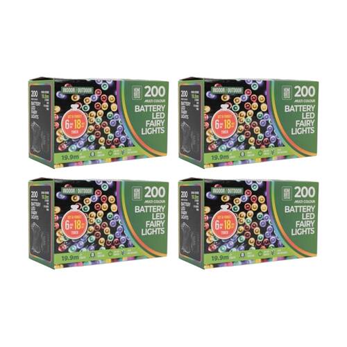 4x 200pc Home Brite Battery Operated Outdoor LED Fairy String Lights Assorted