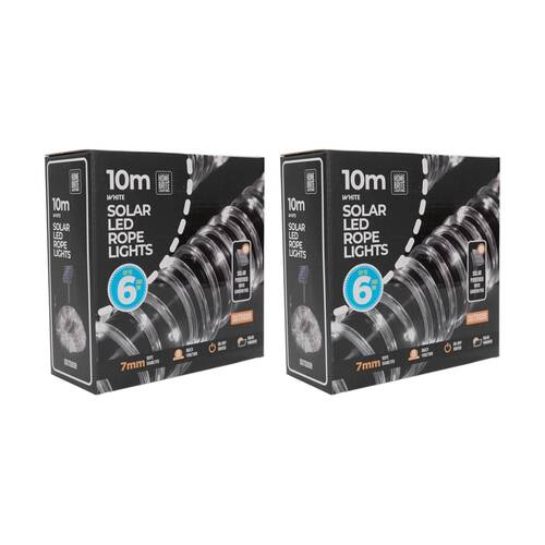 2PK Home Brite Outdoor LED Solar Rope String Lights 10 Metres White