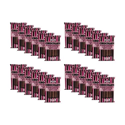 24PK Licorice Lovers Chocolate Raspberry Liquorice Sticks Confectionary 200g