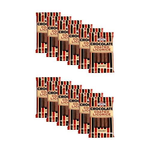 12PK Licorice Lovers Chocolate Coated Liquorice Sticks Confectionary 200g
