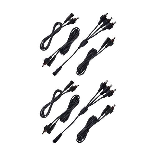 2PK 4pc Hulk Single Colour Extension Cable Kit 3-Way Splitter Set
