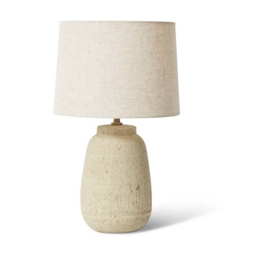 E STYLE Jelani Table Lamp Terracotta Base Linen Shade Natural 28x28x44cm