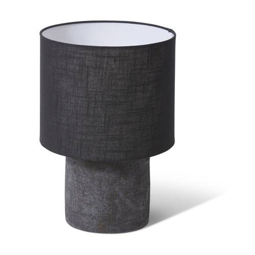 E STYLE Ashanti Table Lamp Terracotta Base Linen Shade Black 28x28x39cm