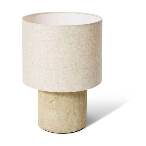 E STYLE Ashanti Table Lamp Terracotta Base Linen Shade Natural 28x28x38cm