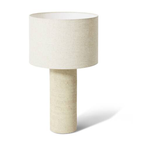 E STYLE Foluke Table Lamp Terracotta Base Linen Shade Natural 36x36x64cm