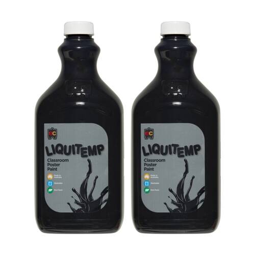 2PK Educational Colours Liquitemp Classroom Poster Paint Black Kids Art/Craft 2L