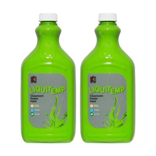 2PK Educational Colours Liquitemp Classroom Poster Paint Leaf Green 2L