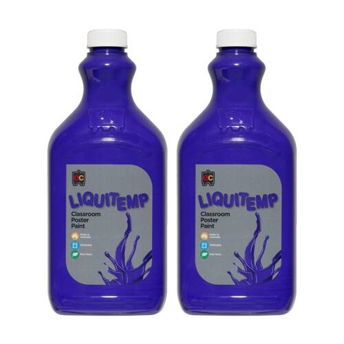 2PK Educational Colours Liquitemp Classroom Poster Paint Purple 2L