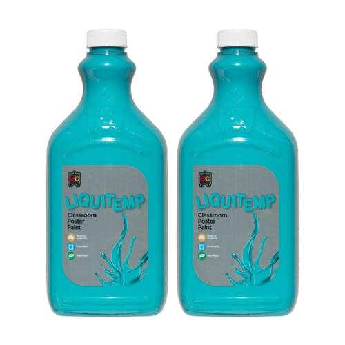 2PK Educational Colours Liquitemp Classroom Poster Paint Turquoise 2L