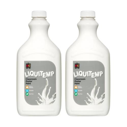 2PK Educational Colours Liquitemp Classroom Poster Paint White 2L