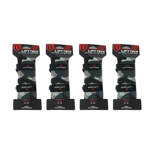 4x 2pc Lift-Tech Pro Thumb Loop Wrist Support Adjustable Wrap Camo 20in