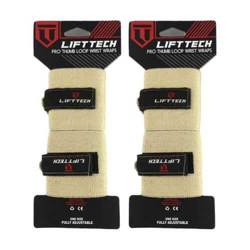 2x 2pc Lift-Tech Pro Thumb Loop Wrist Support Adjustable Wrap Skin 20in