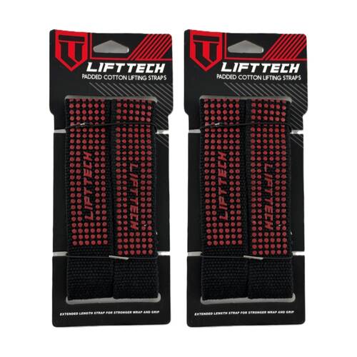 2x 2pc Lift-Tech Neo-Tech Padded Cotton Wrist Support Lifting Straps Dot 21.5in