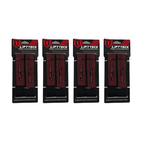 4x 2pc Lift-Tech Neo-Tech Padded Cotton Wrist Support Lifting Straps Dot 21.5in