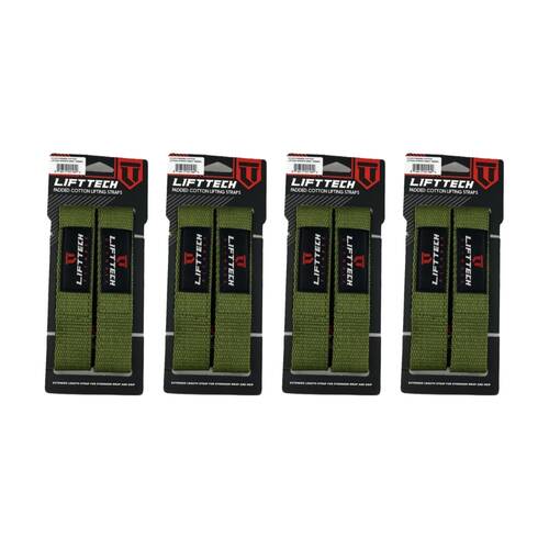 4x 2pc Lift-Tech Neo-Tech Padded Cotton Wrist Support Lifting Straps Army 21.5in