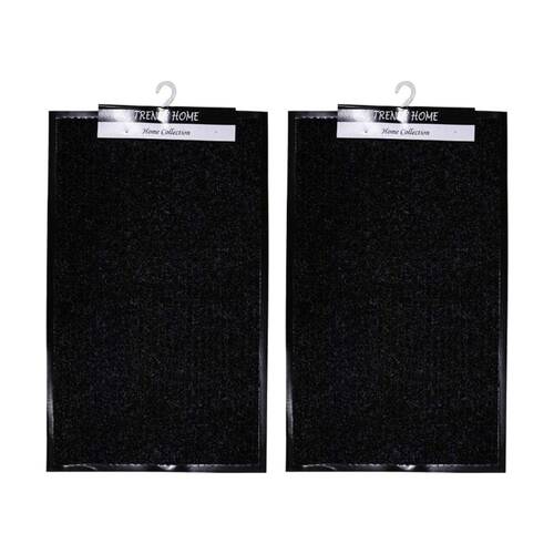 2PK Braz Outdoor Indoor Rub Back Textured Striped Doormat 48x78cm Assorted