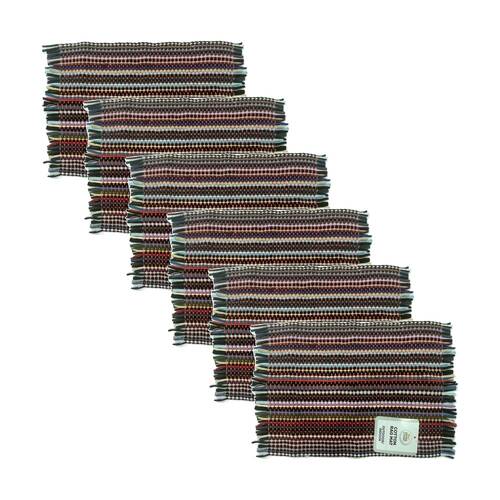 6PK Braz Cotton Woven Fringed Indoor Outdoor Rag Mat 38x58cm Multi Colour