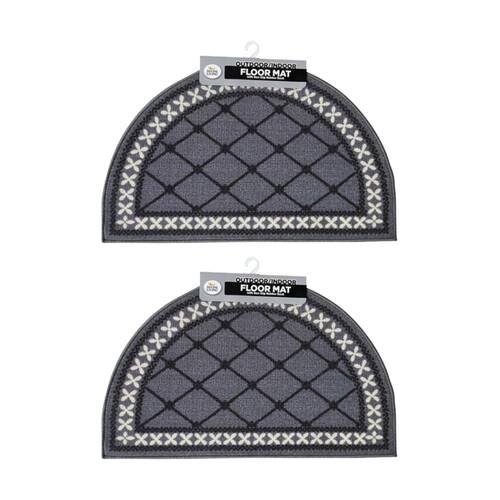 2PK Braz Outdoor Indoor Non Slip Latex Diamond Doormat 50x80cm Assorted