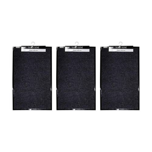 3PK Braz Outdoor Indoor Rub Back Textured Striped Doormat 38x58cm Assorted