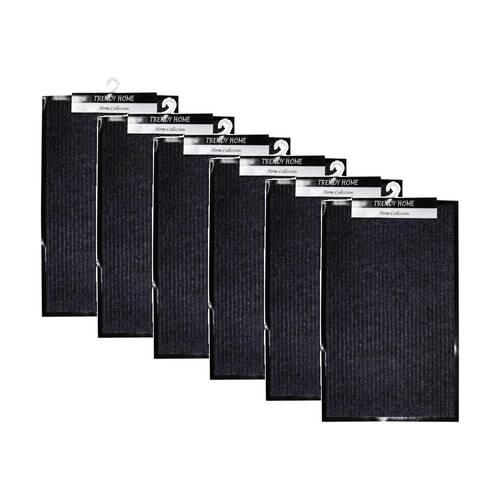6PK Braz Outdoor Indoor Rub Back Textured Striped Doormat 38x58cm Assorted