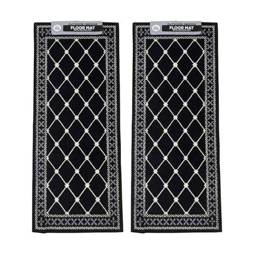 2PK Braz Outdoor Indoor Non Slip Latex Diamond Floormat Rug 50x120cm Assorted