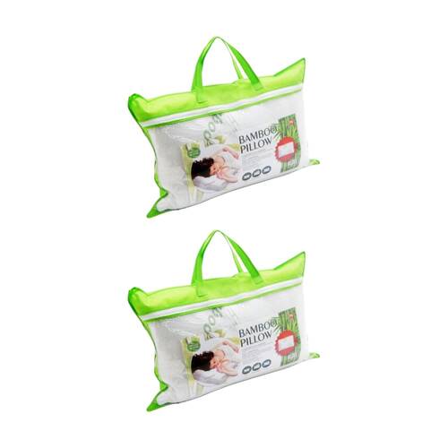 2PK Braz Bamboo Flat Breathable Cooling Comfort Sleeping Pillow 40x60x12cm
